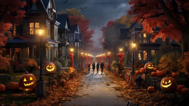 Fond d'Halloween avec TrickorTreaters