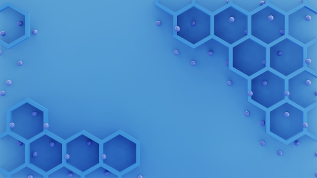 Fond hexagonal bleu 3D