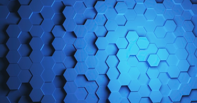 Fond hexagonal lumineux bleu