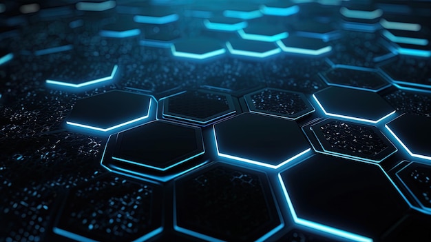 Fond hexagonal technologique abstrait Illustration de fond de réseau de technologie numérique Vague de point futuriste