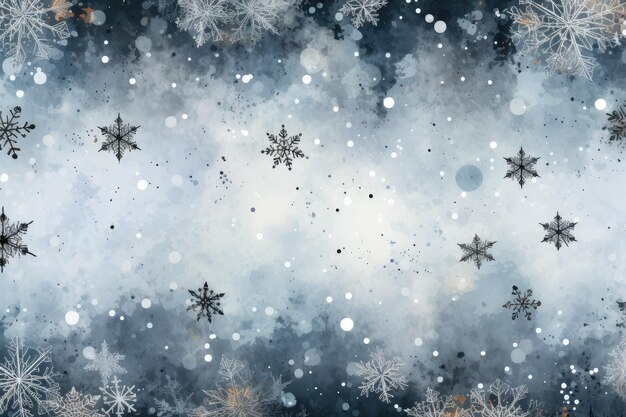Fond d'hiver avec des flocons de neige sur un fond gris carte d'illustration de Noël