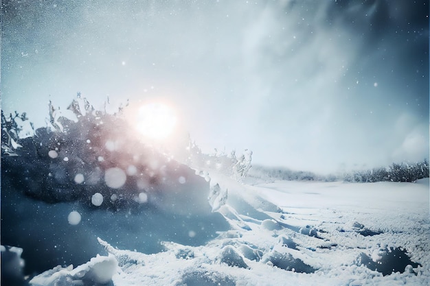 Fond d'hiver de neige et de givre