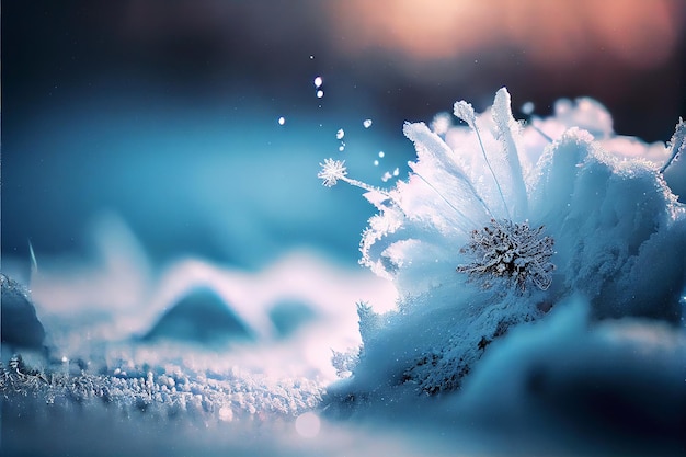 Fond d'hiver de neige et de givre