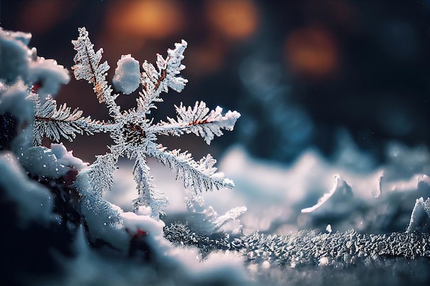 Fond d'hiver de neige et de givre