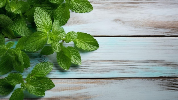 Fond horizontal d'herbes aromatiques à la menthe poivrée.