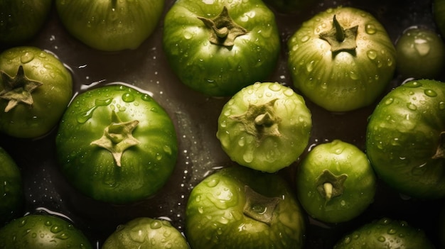 Fond horizontal de légumes frais bio tomatillo