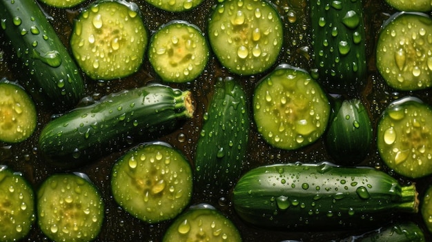 Fond horizontal de légumes frais de courgettes biologiques