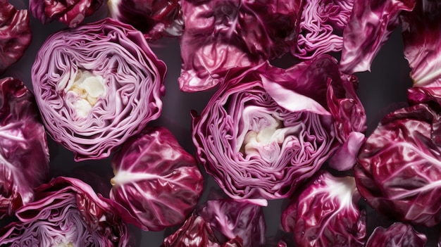 Fond horizontal de légumes radicchio bio frais