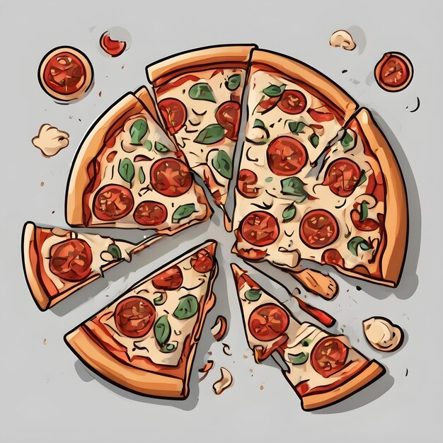 Le fond de l'icône de dessin animé de la pizza est très cool