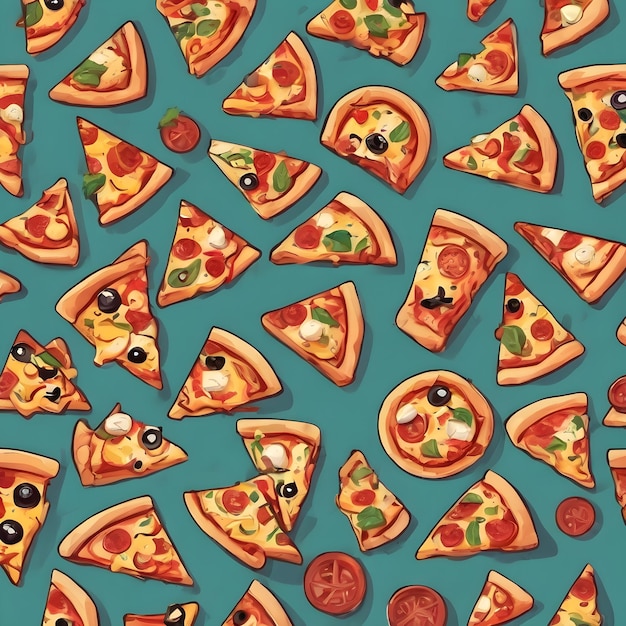 Photo le fond de l'icône de dessin animé de la pizza est très cool