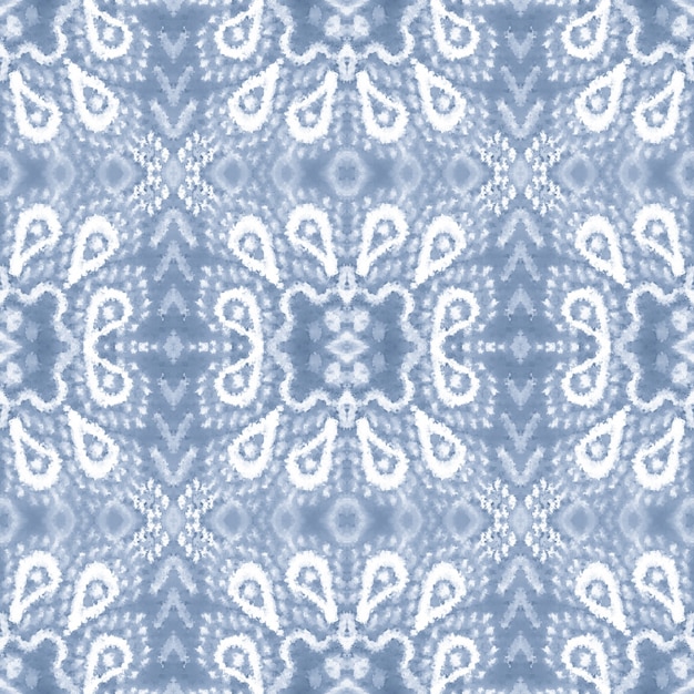 Fond d'Ikat. Modèle sans couture bleu. Ornement Ethnique Aquarelle.