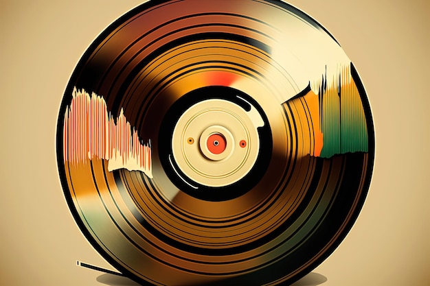 Fond d'illustration de disque vinyle coloré AI générative