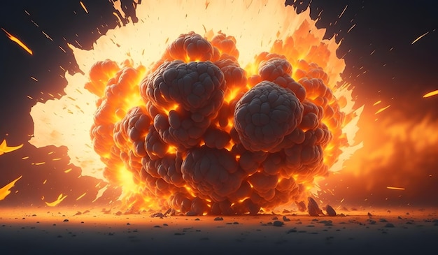 Fond d'illustration d'explosion orange réaliste AI générative