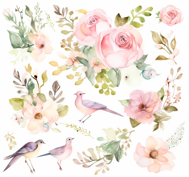 Fond d'illustration de fleur pastel vintage Ai générative