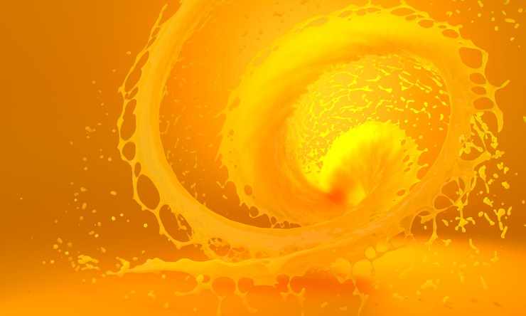 Photo fond d'illustration splashes_3d de jus d'orange