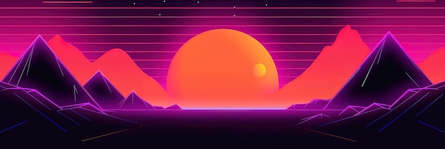 fond d'illustration de style des années 80 nouveau design retrowave toile de fond rétro orange