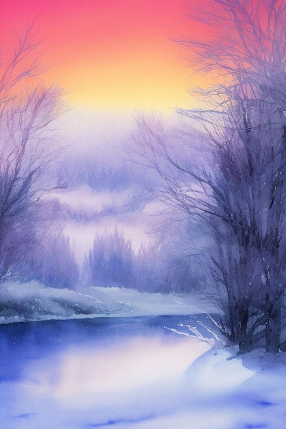 Fond d'illustrations de paysage d'hiver