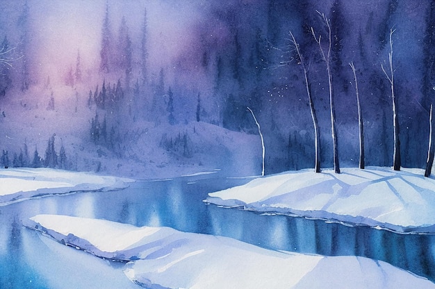 Fond d'illustrations de paysage d'hiver