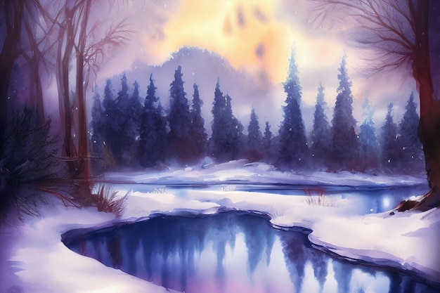 Fond d'illustrations de paysage d'hiver