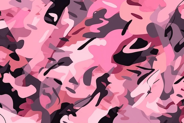 Fond d'impression camouflage rose et noir AI générative