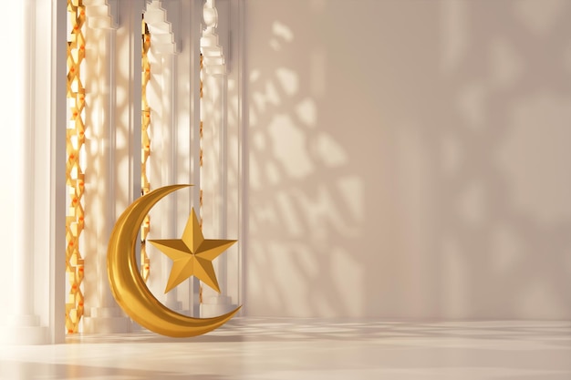 Fond islamique avec étoile de croissant de lune