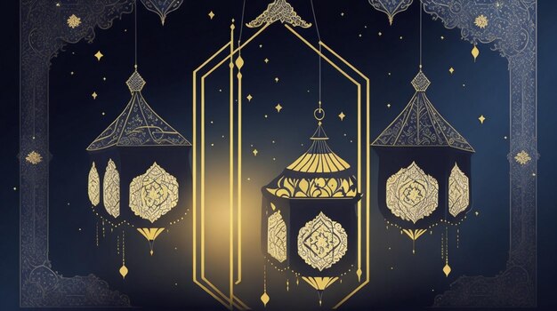 Fond islamique de luxe avec fond eid mubarok ramadan