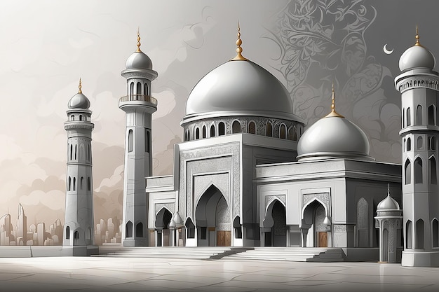 Un fond islamique pour une mosquée en gris un fond pour le Ramadan Les posts des médias sociaux du mois sacré musulman Ramadan Kareem