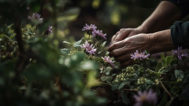 Fond de jardinage de fleurs Illustration AI Génératif