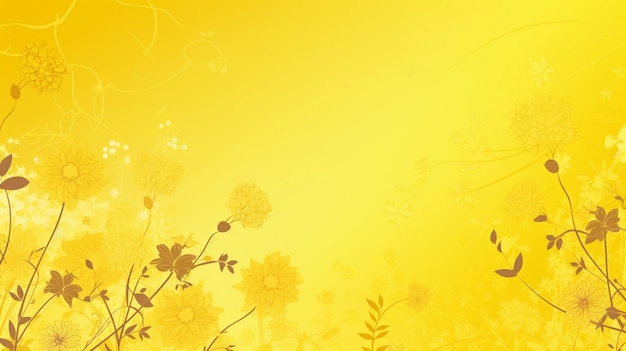 Fond jaune avec des fleurs et un fond jaune