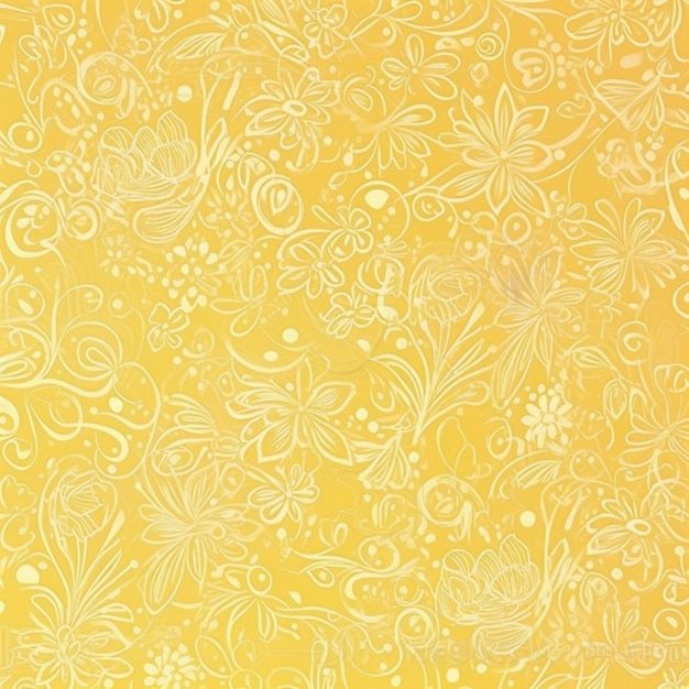 Fond jaune avec un motif de fleurs.