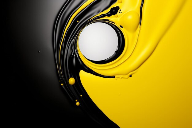 Photo un fond jaune et noir avec un fond noir et blanc et une goutte de liquide