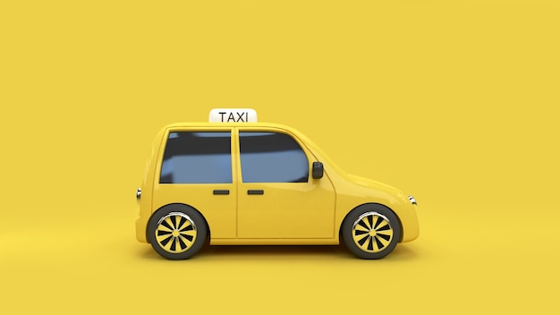 fond jaune rendu 3d voiture eco taxi transport