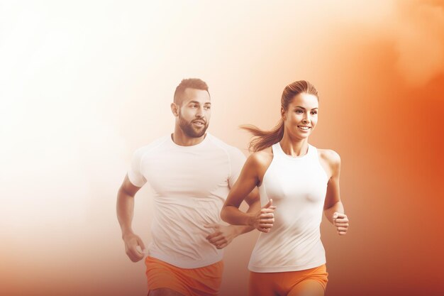 Fond de jeune couple sportif sur le bureau