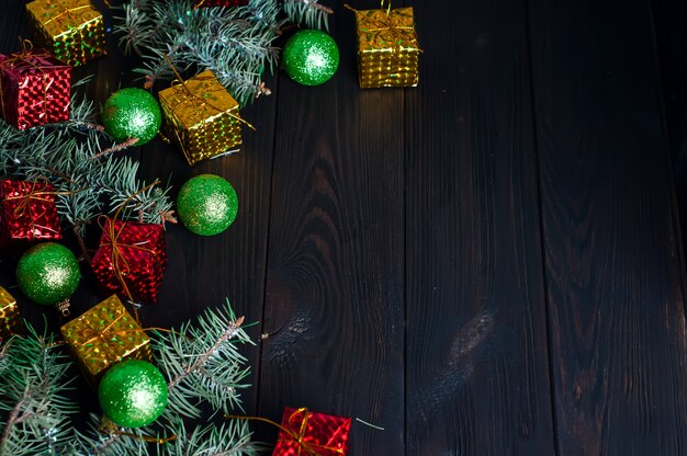 Fond de jouets de Noël et arbre