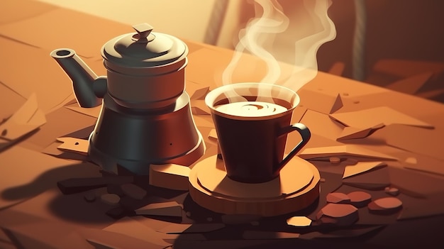 Le fond de la journée internationale du café génère des illustrations de dessins animés de café et de café