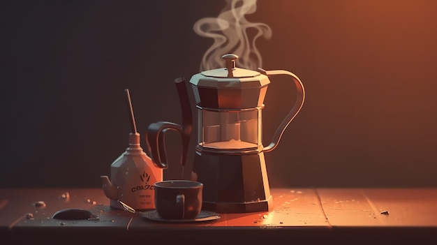 Le fond de la journée internationale du café génère des illustrations de dessins animés de café et de café