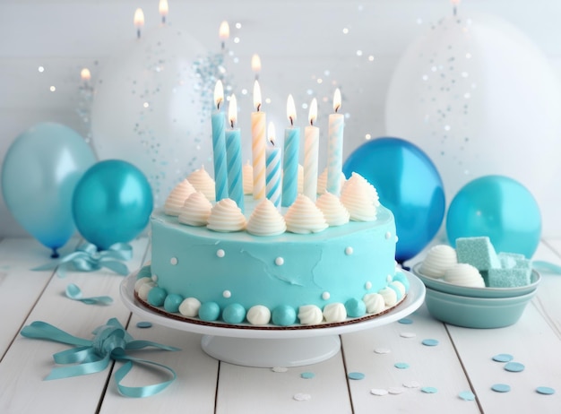 Fond de joyeux anniversaire avec illustration de gâteau AI GenerativexA