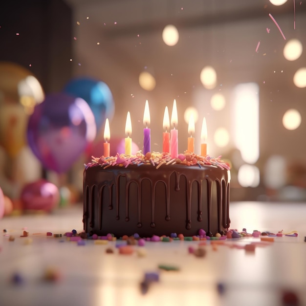 Fond de joyeux anniversaire avec illustration de gâteau AI GenerativexA