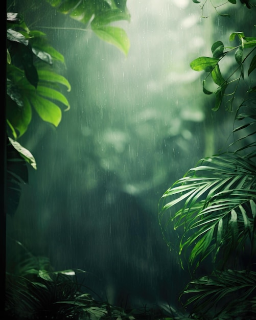 Photo un fond de jungle brumeux capturé pendant une saison des pluies la lumière douce et floue filtrant à travers