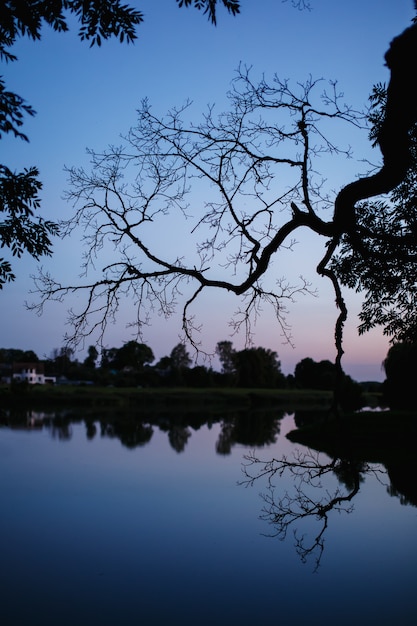 Un fond de lac de nuit à l'extérieur