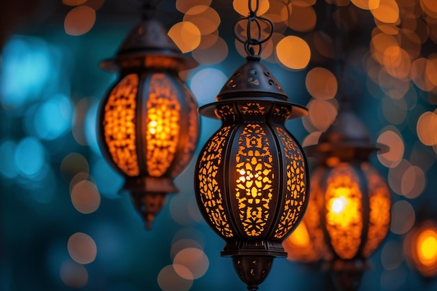 Fond de lampes arabes décoratives Ramadan kareem