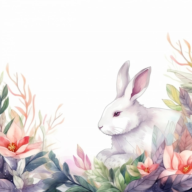 Fond de lapin d'été aquarelle