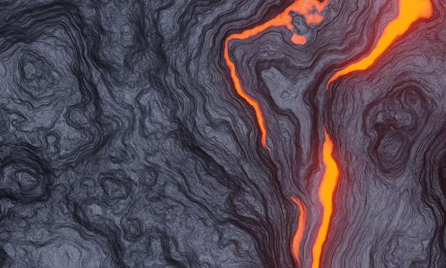 Fond de lave volcanique abstrait en rendu 3D