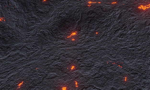 Fond de lave volcanique refroidi abstrait rendu 3D