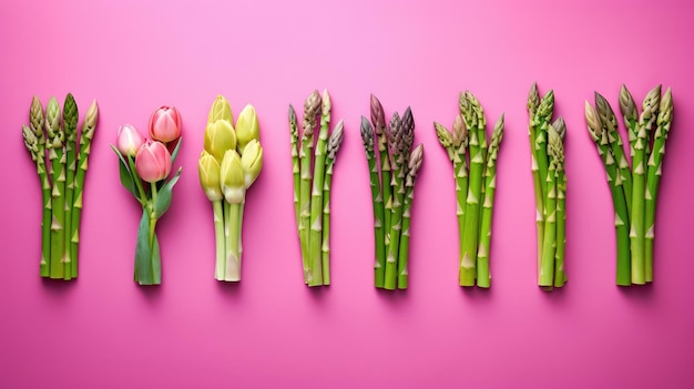 Fond de légumes asperges avec des rangées sur le thème de l'alimentation saine