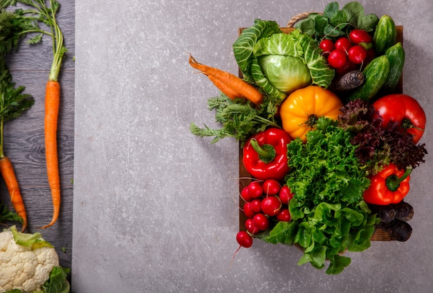 Fond de légumes. Légumes de ferme frais différents