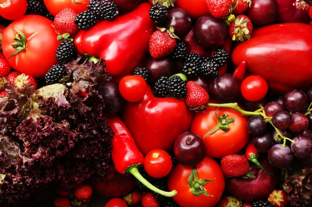 Fond de légumes rouges et de baies