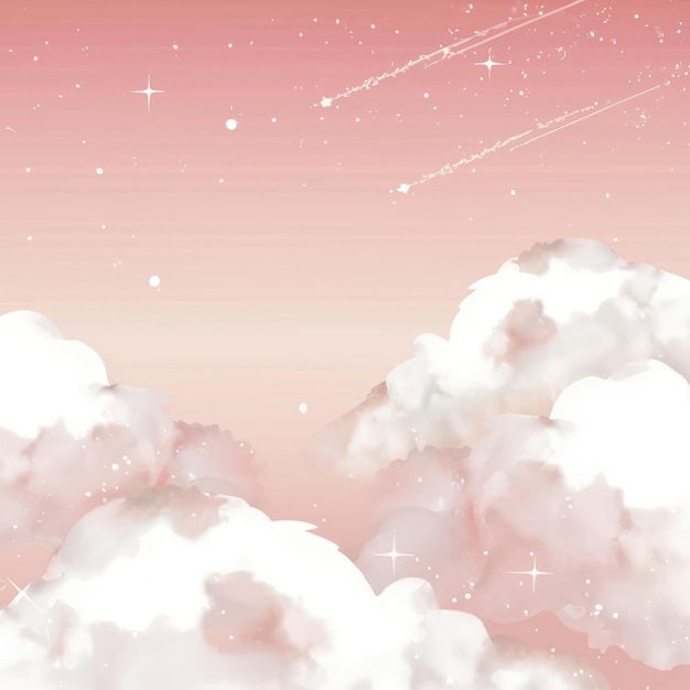 Fond de licorne arc-en-ciel avec nuages et étoiles Ciel de couleur pastel Paysage magique