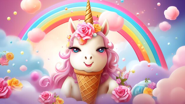 fond de licorne mignon crème glacée