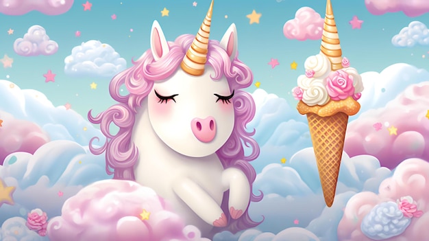 fond de licorne mignon crème glacée